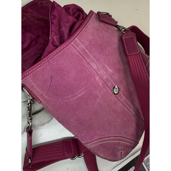 WORN - Coach Soho Bag Pink Suede Crossbody Y2K Vintage - Picture 4 of 12